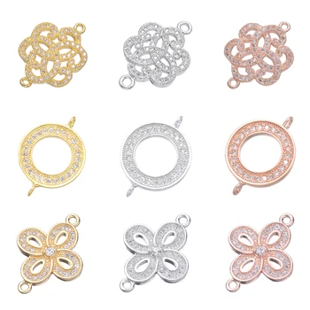 

Juya DIY Fashion Jewelry Making Findings 2 Loops Creative Round Rose Flower Connectors Accessories For Bracelet Earring Handmade