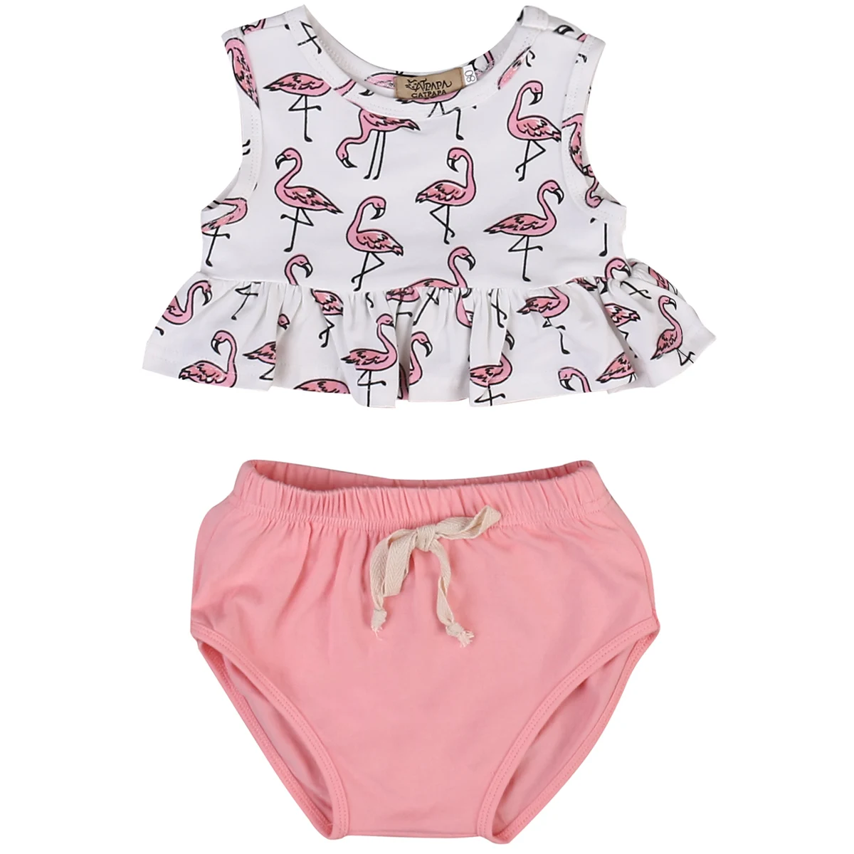 

Summer Flamingo Pink 2Pcs Newborn Infant Baby Girl Sleeveless Tops Bottom Outfits 0-18M