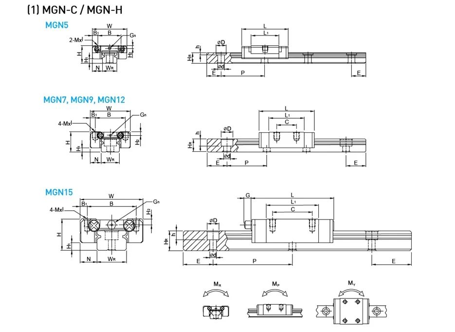 3 шт. Hiwin рельса MGNR12-L 100/200/280/300/330/350/400/500/600 мм+ 3 шт. MGN12H линейных блоков для станка с ЧПУ