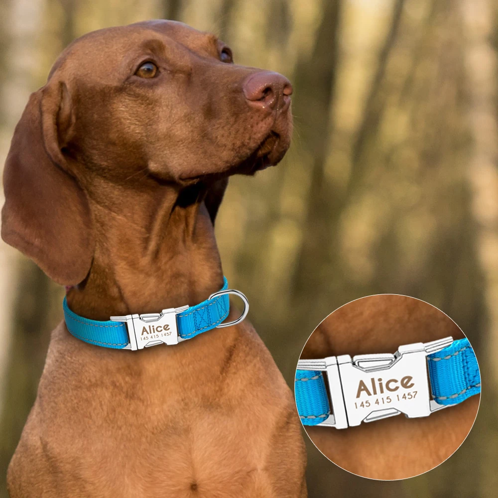 Dog Collar Nylon Reflective Anti-lost Tag For Small Medium Dogs