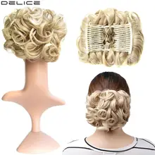 Delice, эластичная резинка, сетка, вьющиеся, афро шиньон, с двумя пластиковыми гребнями, покрытие, грязная булочка, синтетические волосы