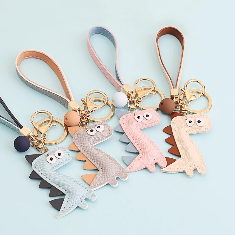 

Cute Dinosaur Key Chain Creative PU Key Chains Bag Pendant Purse Charms Fun Key Ring Lovers Best Gift Women Kpop Accessories