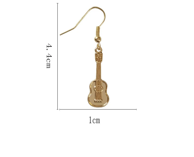 Простые музыкальные забавные золотые цветные гитарные короткие Висячие серьги для женщин Рок висячие серьги
