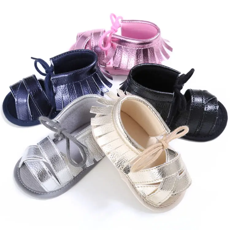New Baby Infant Shoes Girl Sandals PU Bling Fringe Soft Anti-Slip Sole Light Weight Toddler Crib Shoes Little Girl