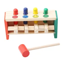 Wooden Early Education Enlightenment Strike Trapeze Game Funny Pile Driver Exercise Hand-Eye Coordination Educational Toys