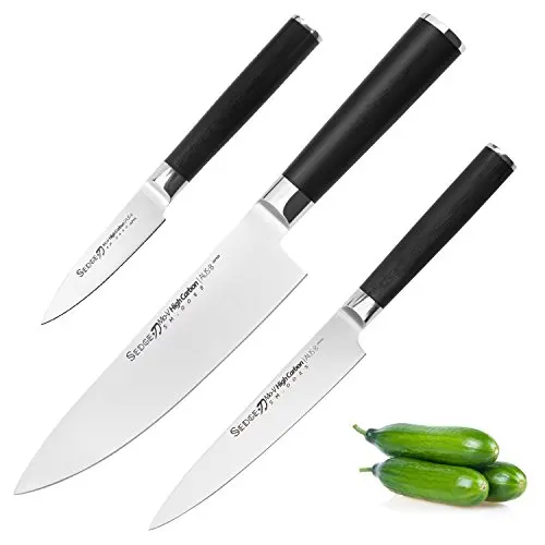 Осока Ножи комплект одежды из 3 предметов-шеф-повара 8 '', Утилита 6'', нож для очистки овощей 3,5 ''-японский, из нержавеющей стали Кухня Ножи-нескользящая эргономичная ручка