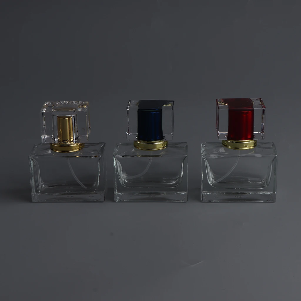 30ml Square Glass Containers Empty Perfume Atomizer Pump Sprayer Sample Bottles Refillable for Aftershave/Toner/Mouthwash