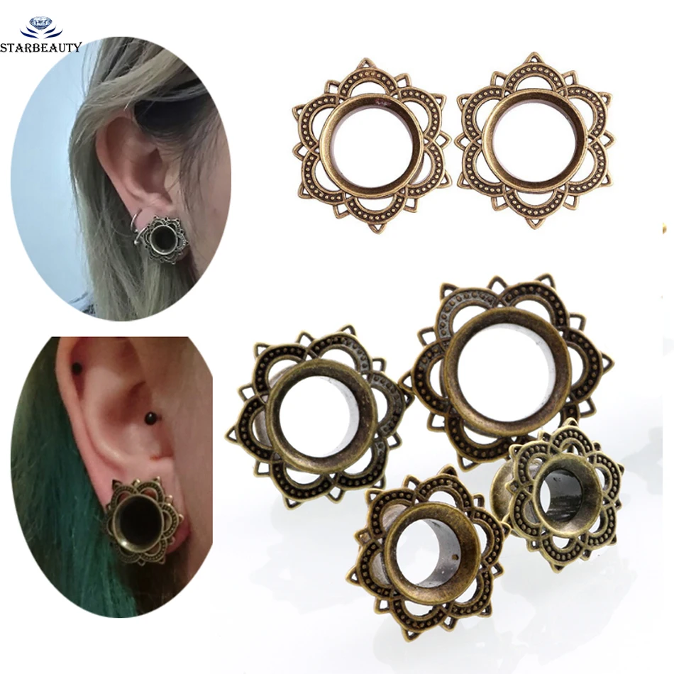 1Pair Copper Ear Plugs and Tunnels Earring Gauges Plugs Ear Piercings Tunnels Ear Expanders