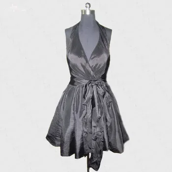 

RSE252 Halter Neckline Navy Blue Purple Black Bridesmaid Dresses Short