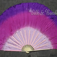 1 шт. правая рука светло-розовый-фиолетовый 38 см бамбук+ 60 см Шелковый китайский танец Шелковый веер(флаттер), настоящий цветастый шелк
