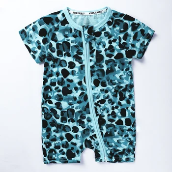 

Summer New Cute leopard print Baby Rompers Boys Girls short Jumpsuit Comfortable Cotton zipper Coverall Clothing