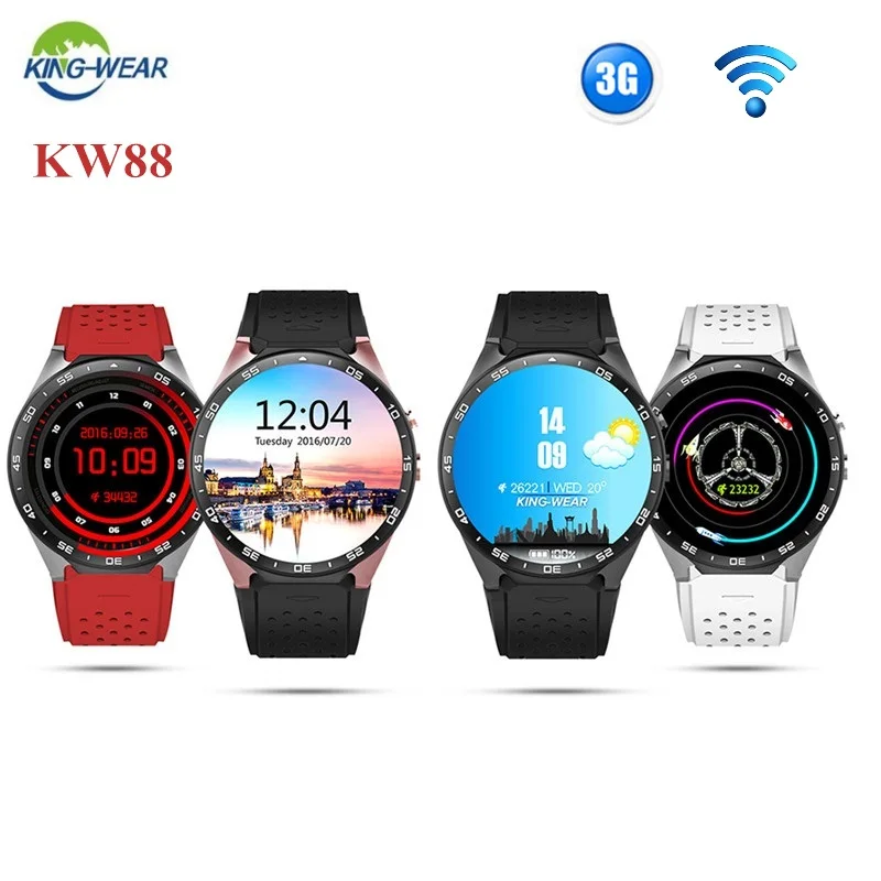 KingWear KW88 Смарт часы для телефона Android 5 1 39 ''камера запись 3G Smartwatch MTK6580 ГГц GPS