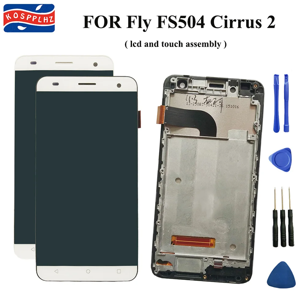 Для Fly FS504 Cirrus 2 ЖК-дисплей+ сенсорный экран дигитайзер сборка+ рамка сменная панель Стекло 5,0 дюйма+ Инструменты