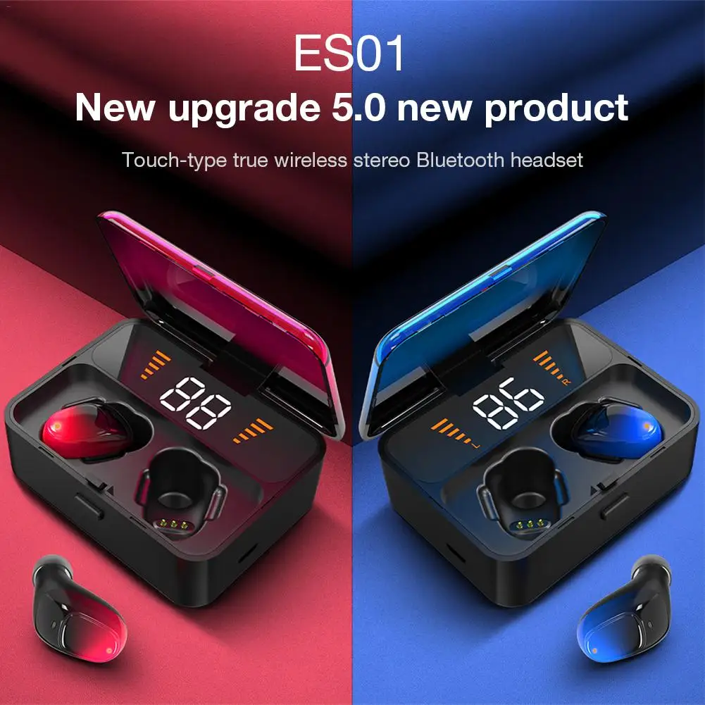 

ES01 Touch True Wireless Stereo Bluetooth 5.0 Earphone Mini In-ear Invisible Bluetooth Headset Stero Earbuds With Charger Box