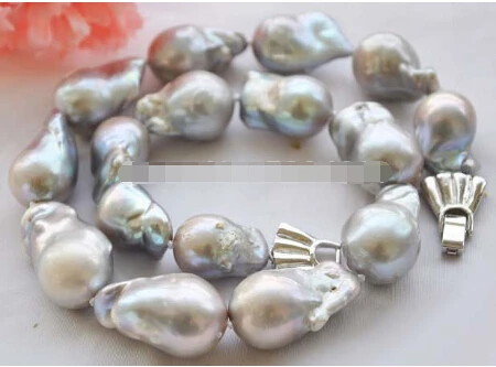 

LL<<< 1036 Rare 17" gray baroque KESHI REBORN PEARL NECKLACE