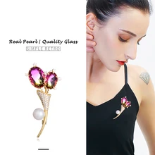 Hongye Нежные цветы жемчужные броши для женщин Свадебное платье ювелирные изделия Аксессуары шарф пряжки 925 Серебряные булавки подарок