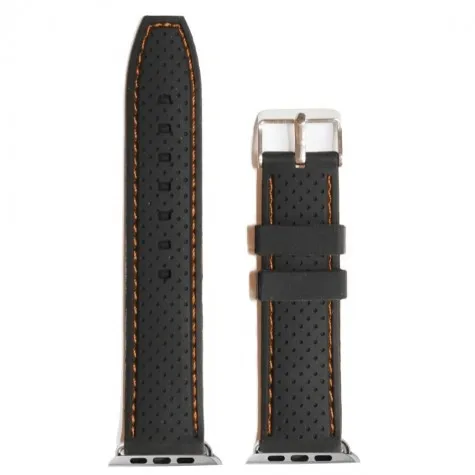 38mm Black With Orange Silicone Watch Band Replacement for Apple iWatch 