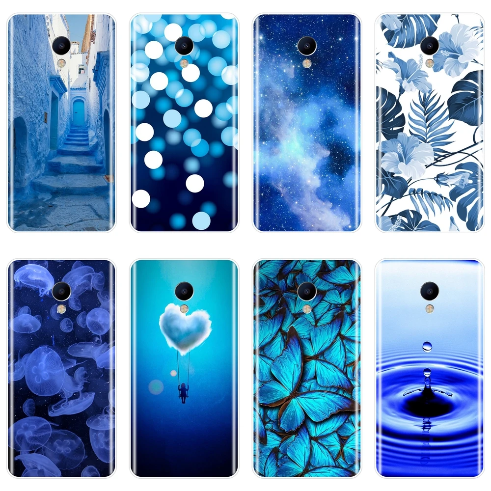 

Blue Heart Flower Phone Case Silicone For Meizu M6 M5 M3 M2 Note Soft Back Cover For Meizu M6 M6S M6T M5 M5C M5S M3 M3S M2 Case