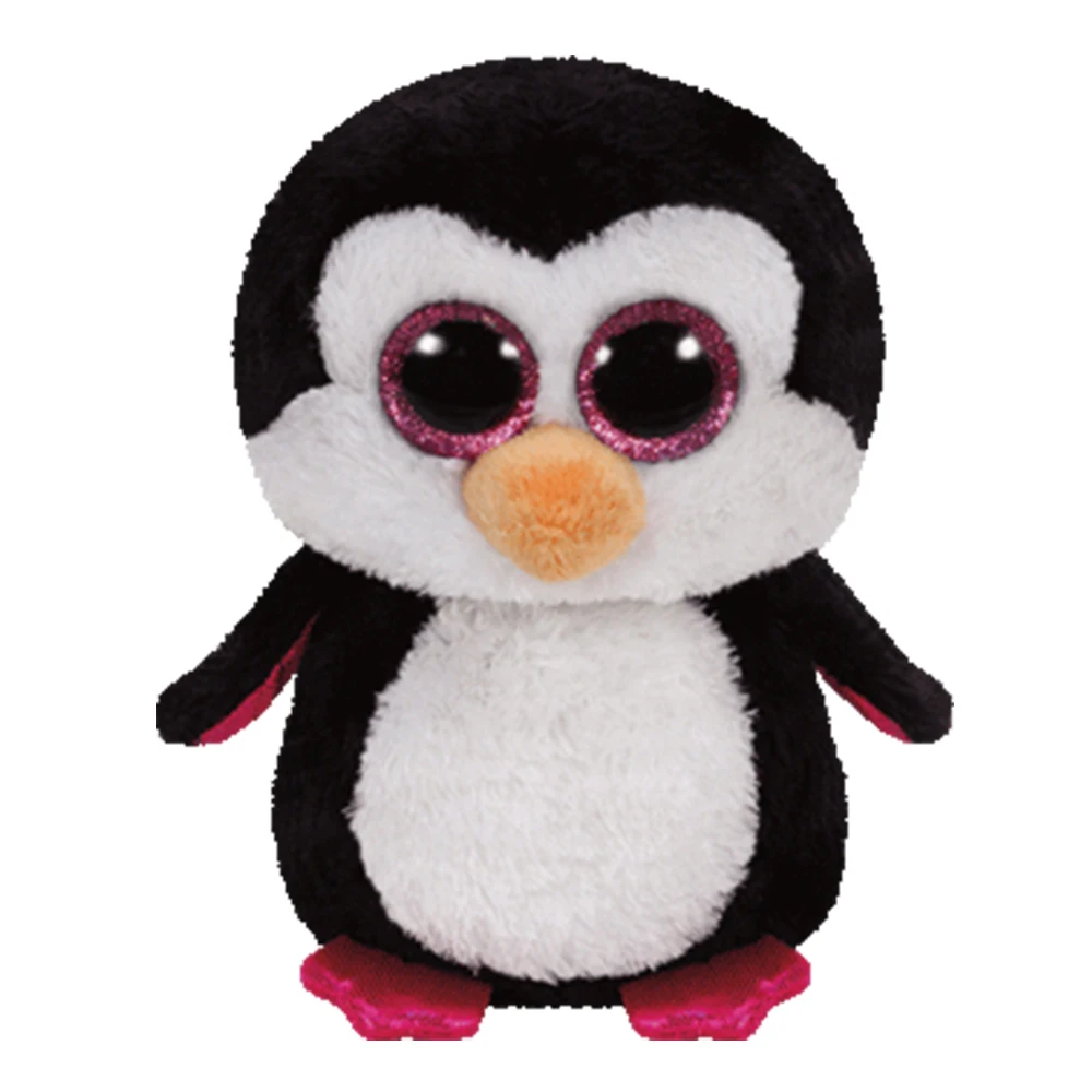 

Pyoopeo Original Ty Boos 6" 15cm Paddles The Penguin Pink Plush Regular Soft Big-eyed Stuffed Animal Collection Doll Toy