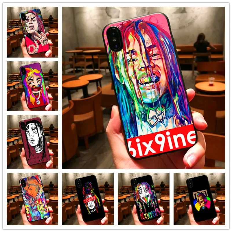 6ix9ine Tekashi69 черный мягкий силиконовый чехол для телефона iPhone 8 7 6 plus X Xr Xs xsmax 5 Триппи