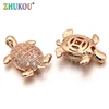 Perles de tortue cubique en laiton et zircone, 9*12mm, pour bijoux à bricoler soi-même accessoires de recherche, couleur mélangée, trou de 0.5mm, modèle: VZ155 ► Photo 2/6