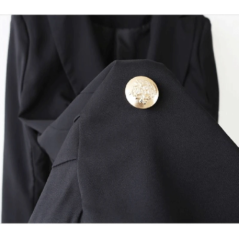 Elegant Double breasted Long Pleated blazzer mujer Office lady fashion business blazer suit Autumn basic blezer oficina femenina