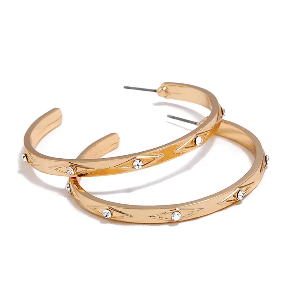 3 Matte Gold Open Hoop Earrings For Women Hyperbole Geometric Circle Hoops Minimalist Metal Letter Big Dangle Earrings