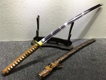 

HandMade Japanese Sword Samurai Katana Groove Sharp Damascus Steel Blade Full Tang
