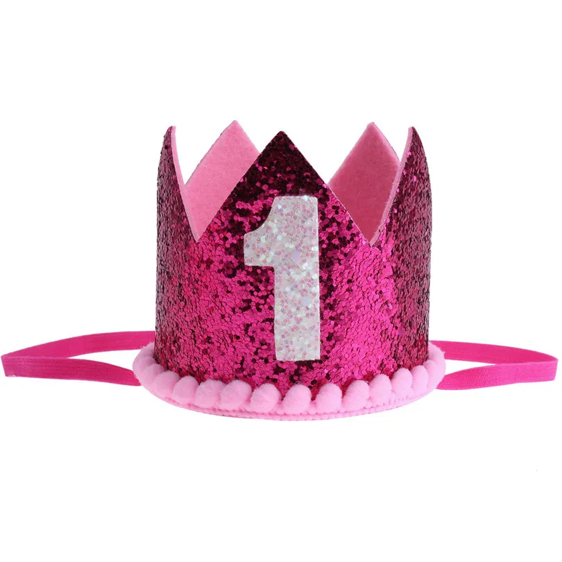 IEFiEL/Детские праздничные шляпы на день рождения для маленьких мальчиков и девочек; повязка на голову с короной принцессы; головной убор для дня рождения - Цвет: R