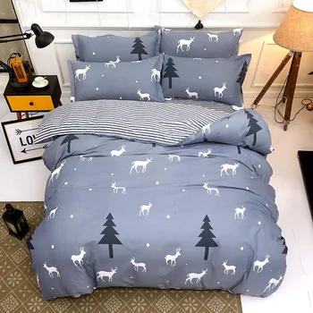

2019 New Fox Deer Cat Bedding Sets Cartoon Duvet Cover Set Bed Sheet Linens Pillowcase Plaids Twin Full Queen Size Home Textile