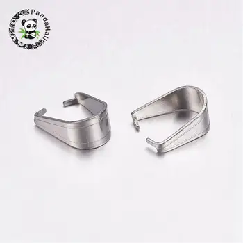 

304 Stainless Steel Snap On Bails, Stainless Steel Color, 12.5x10.5x6mm