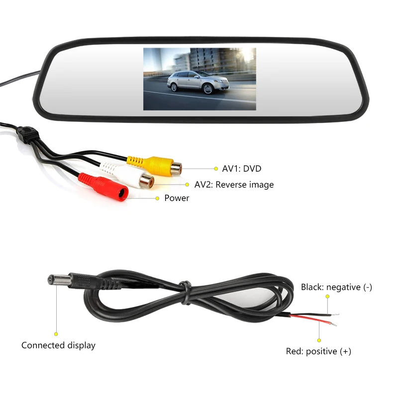 Автомобильное зеркало заднего вида монитор HD видео Авто парковочный монитор TFT ЖК-экран 4,3 дюймов Камера заднего вида