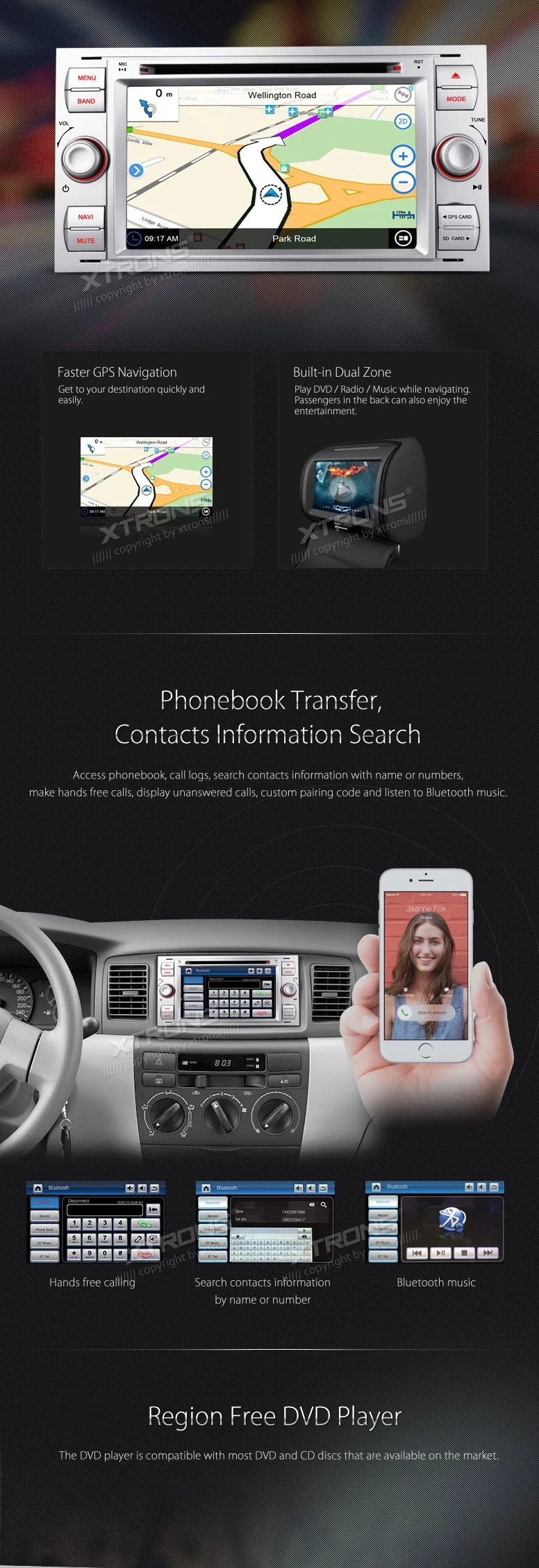 Top 7" Silver Special Car DVD for Ford Fusion 2006-2011 & Kuga 2008-2011 & Mondeo 2004-2007 & S-Max 2007-2009 & Focus 2005-2007 4