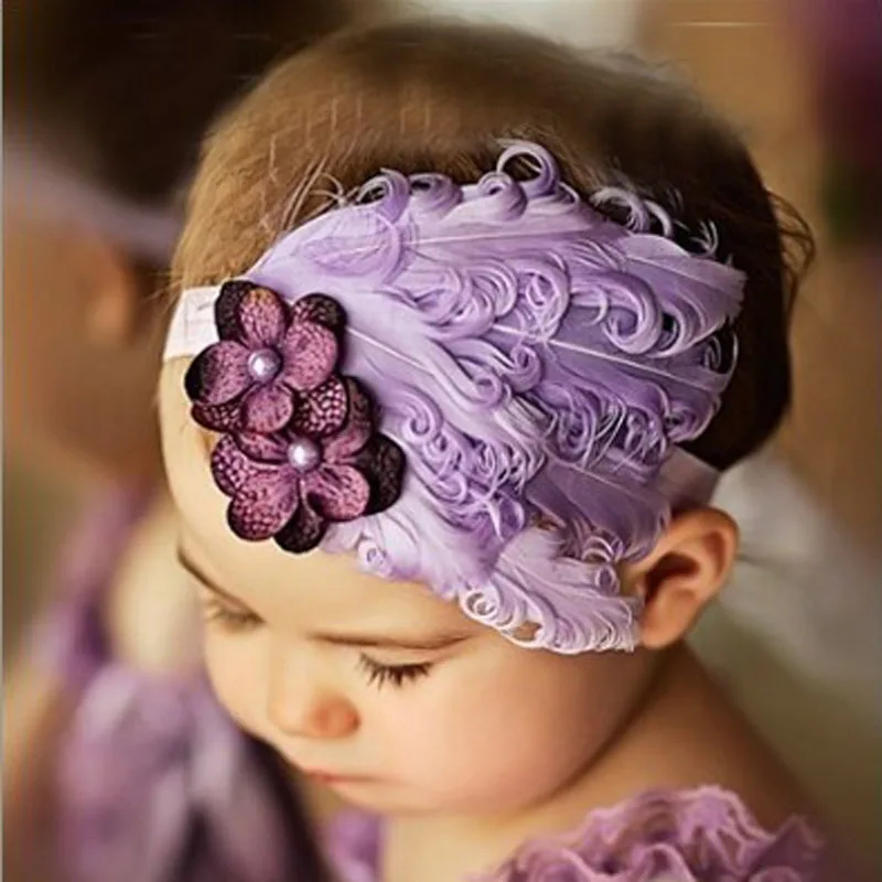 

Wholesale Toddler Newborn Baby Girls Elastic Headband Feather Infant Toddler Girls Hair Bows Weave Band Kids Hair Accessories