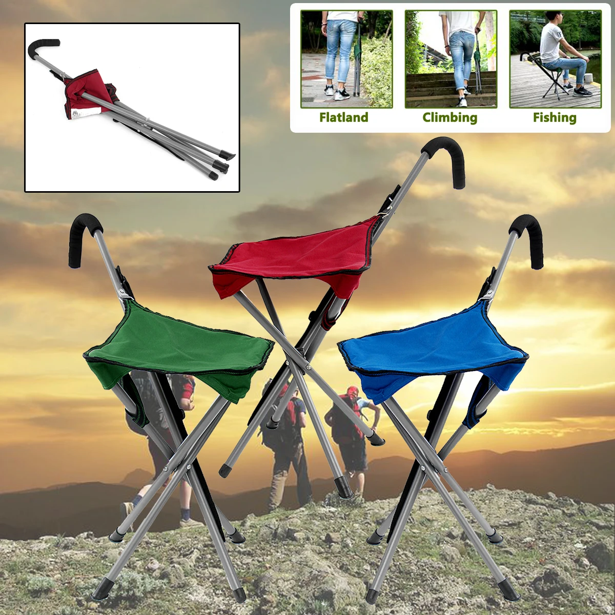 Folding fishing Chair Stool Walking Stick with Seat Portable Fishing Rest Stool Outdoor Camping BBQ Chair цена Folding fishing Chair Stool Walking Stick with Seat Portable Fishing Rest Stool Outdoor Camping BBQ Chair цены онлайн