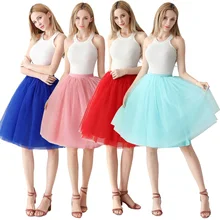 New 2019 Short Petticoat Tulle Skirts Womens Elastic Stretchy 65CM 6 Layers Summer Spring Adult Tutu Skirt Underskirt Rockabilly