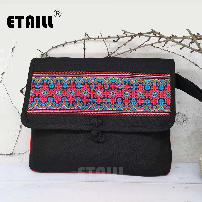 ETAILL Embroidered Flap Canvas Clutch Bag Men Envelope Clutch Bags iPad air Bag 9.7 Female ...