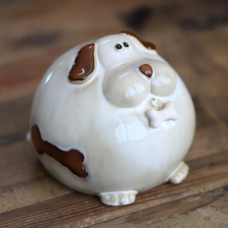 Funny Porcelain Terrier Dog Model Money Box Decorative Ceramic Piggy