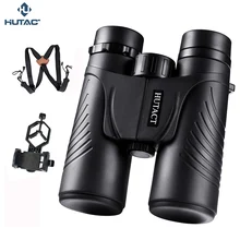 Мощный бинокль для охоты 10x42 BAK4 Prismaticos Safari с ремешком, зажим для смартфона HUTACT