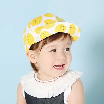 

Casual Summer Caps for Girls Boys with Soft Brim for 6-24 Months Lemon Print Children Hats Cute Cotton Blend Baby Hat