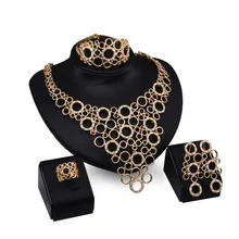 New Arrival 2016 African Costume Jewelry Sets Gold Crystal Wedding Women Bridal Accessories nigerian Necklace Set