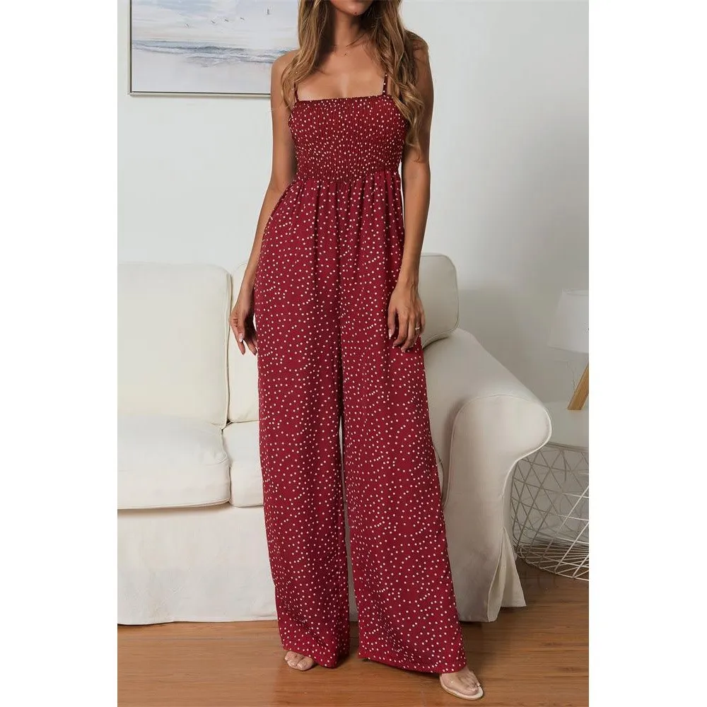 Мода 2019 летний женский сексуальный комбинезон в горошек Boho Длинные Комбинезоны с