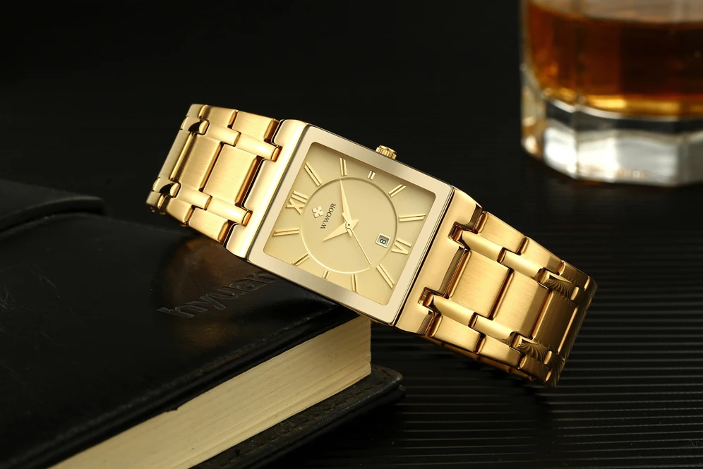 Новинка, кварцевые часы WWOOR, мужские часы, relogio masculino, топ, роскошный золотой браслет, наручные часы, стальные водонепроницаемые мужские золотые часы