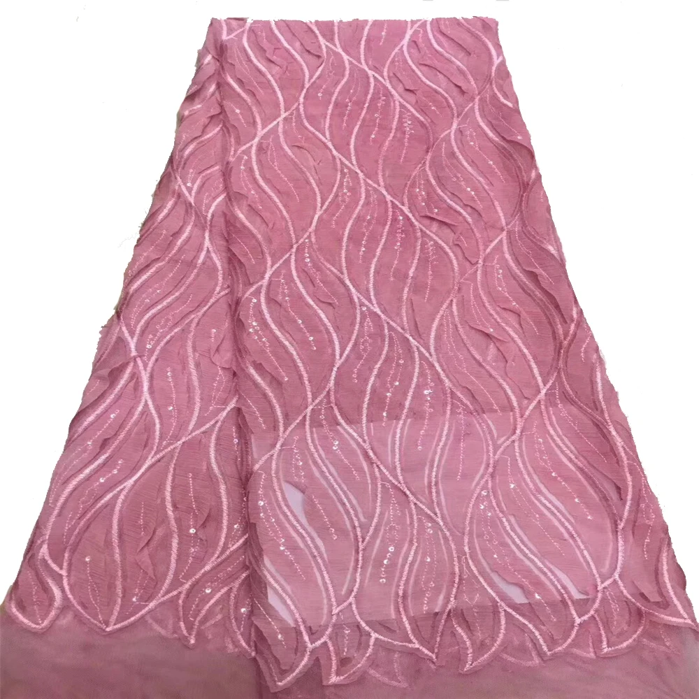 

Sequins lace fabric Lovely pink Fashion Dress African lace fabric 2018 high quality lace Sequin lace For Wedding HJ611-1