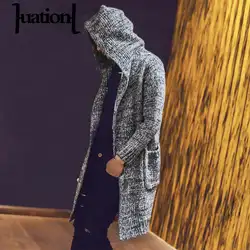 Huation Для мужчин брендовый свитер толстый твердый Slim Fit Вязание Для мужчин свитера кардиган мужской 2019 осень-зима модные Повседневное