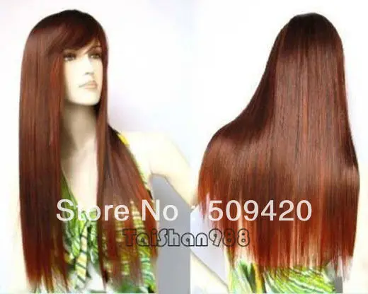 Free Shipping&gt&gt&gtHot Sell New Fashion Long Brown Red Straight Women's Lady's Hair Wig Wigs women's peruca hair queen wigs Nobilit |