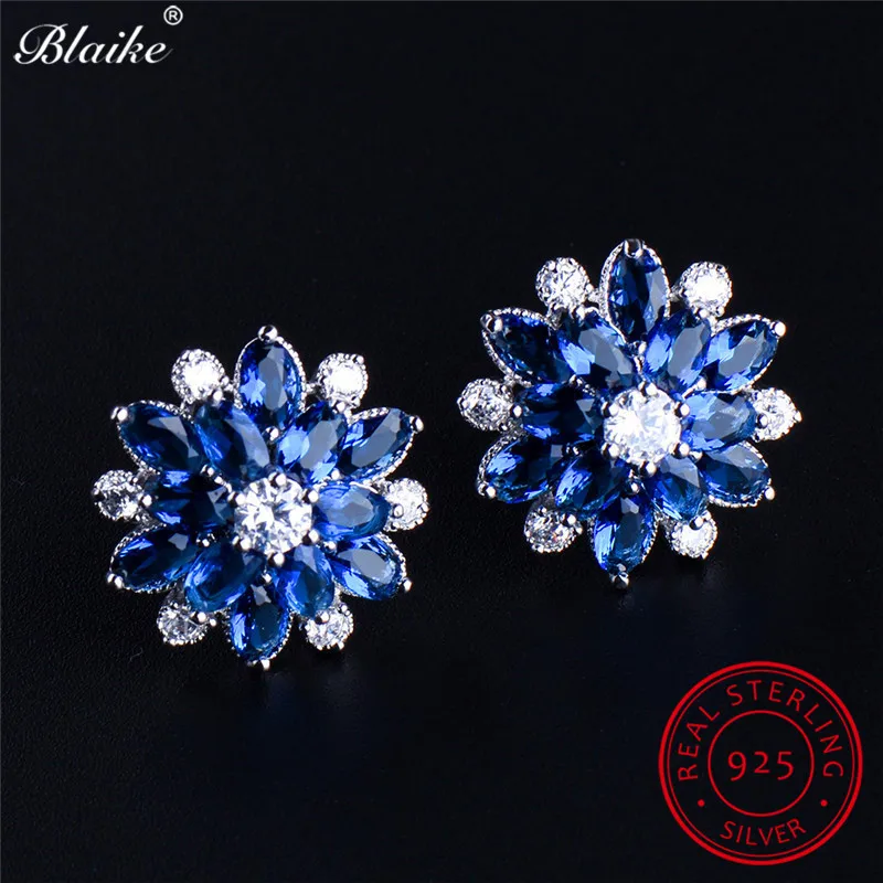 Женские серьги гвоздики со снежинкой Blaike из 100% настоящего серебра 925 пробы с