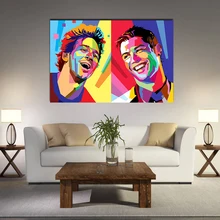 Estrela de futebol cristiano ronaldo poster casa decoração arte da parede fotos messi pintura da lona para o quarto do miúdo sala estar(China)