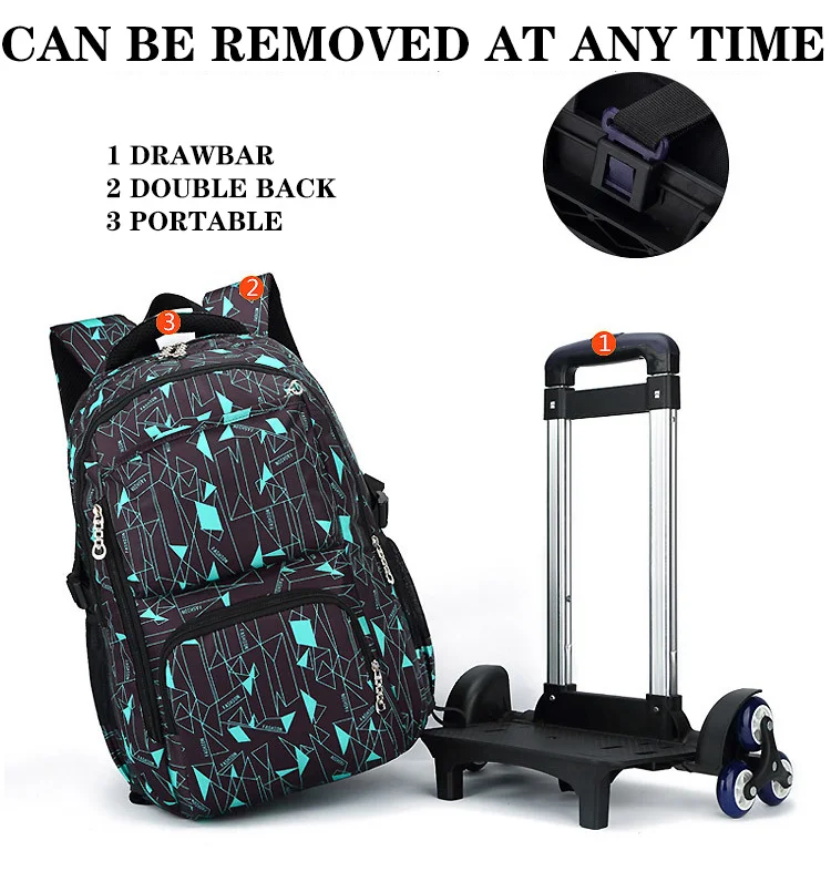 Школьный рюкзак с дорожный Багаж на колесиках, тележка Чемодан сумка Водонепроницаемый 6 колес тележки детские школьные сумки для мальчиков и девочек, рюкзак для детей