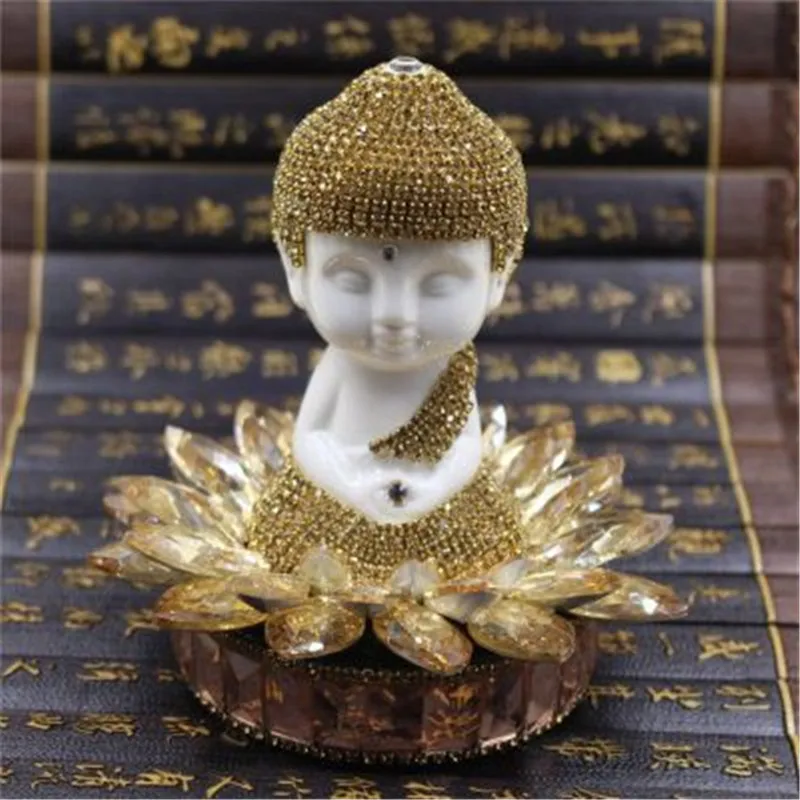 Kopen Luxe Keramische Crystal Lotus Boeddha Auto Parfum Houder Tathagata Home Decoratieve Luchtverfrisser Fles Seat type Mode Ornamenten